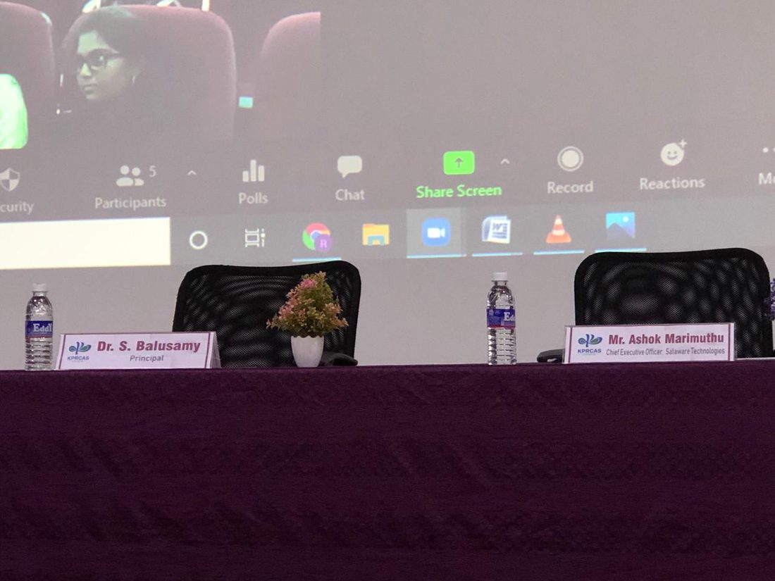 KPRCAS dais placard: Ashok Marimuthu, CEO, Sataware Technologies